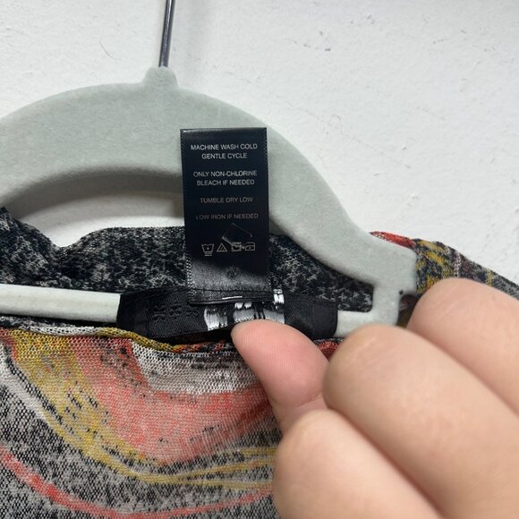 Ali Miles Colorful Swirl Print Open Front Cardigan XL Lightweight Knit - Picture 9 of 10